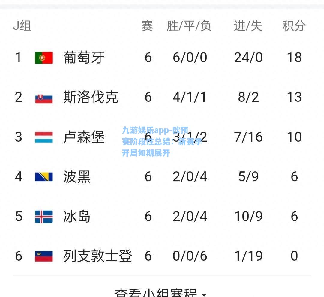九游娱乐app-欧预赛阶段性总结：新赛季开局如期展开